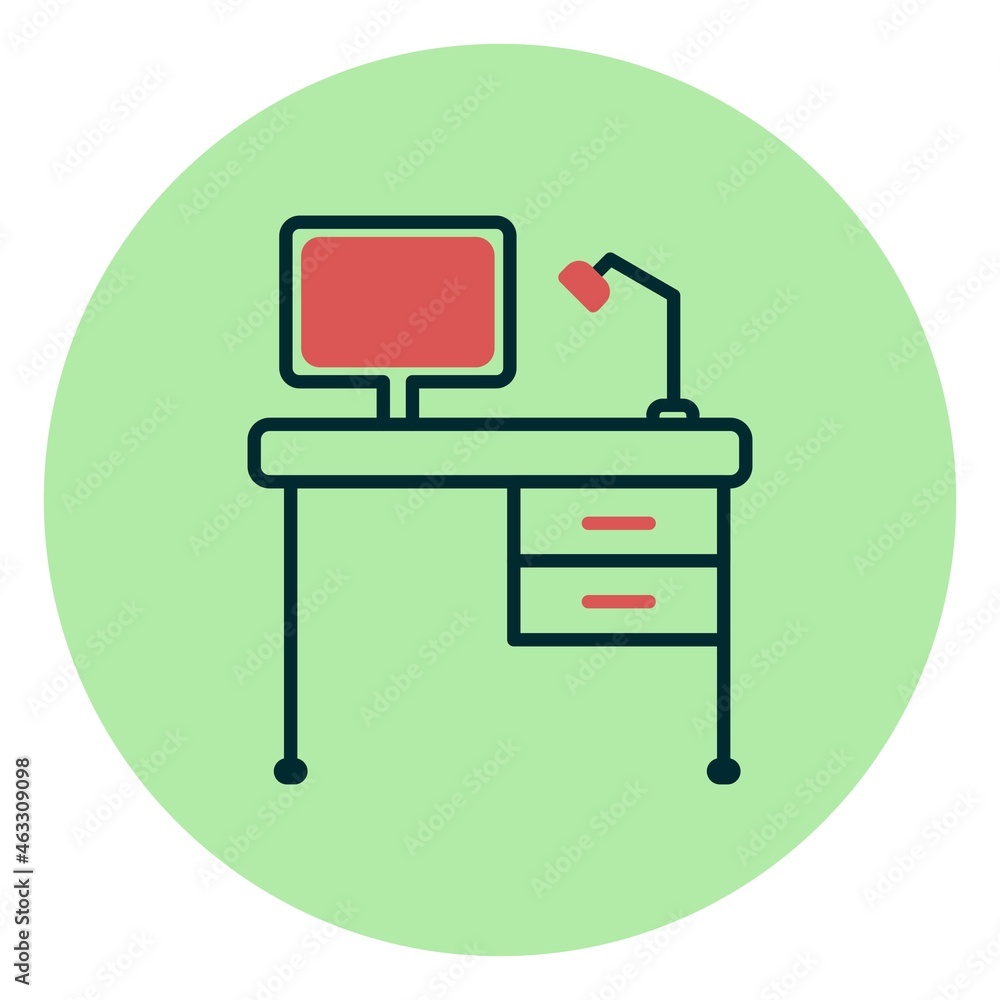 Office Desk Filled Linear Vector Icon Design Office Desk Filled Linear Vector Icon Design