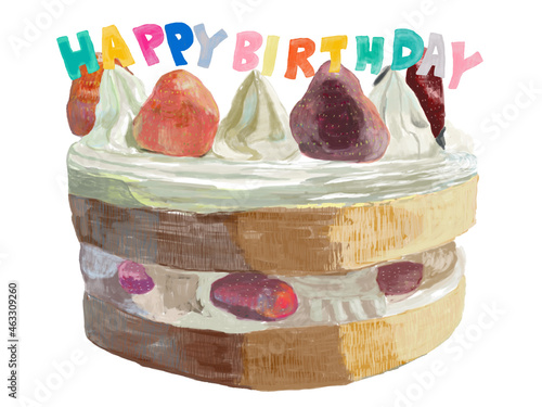 誕生日カラフルホールケーキ