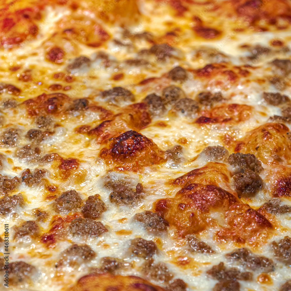 Close-up of topping on a pizza Close-up of topping on a pizza