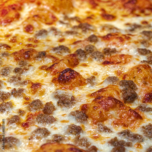 Close-up of topping on a pizza