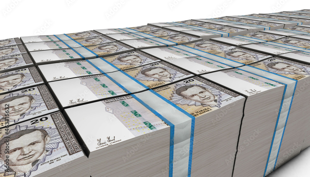 3D Pile of 20 Bosnia Marka Money banknote 3D Pile of 20 Bosnia Marka Money banknote
