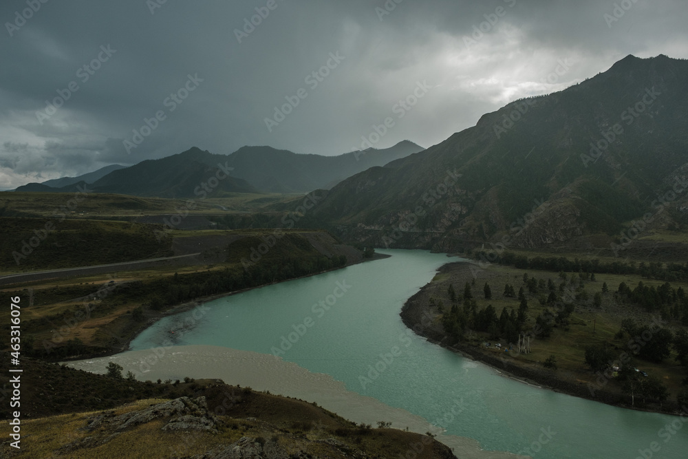 The confluence of the Chuya and Katun rivers in the Altai Mountains