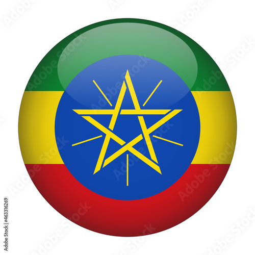 Ethiopia 3D Rounded Country Flag button Icon