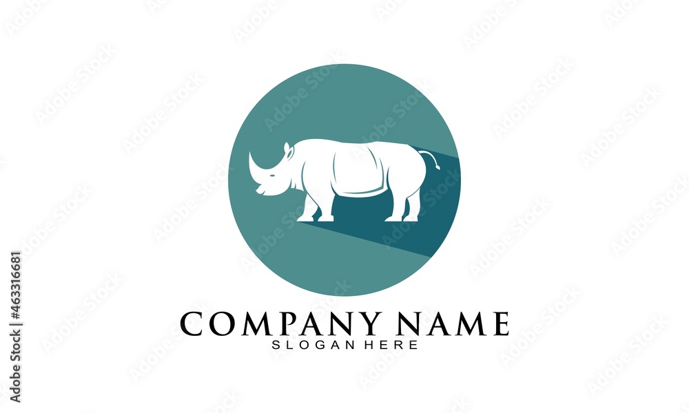 Wild rhino nature icon logo