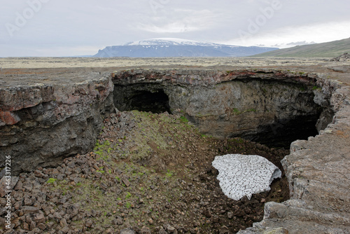 Surtshellir lava tunnels (caves) in the Hallmundarhraun lava field, Western Iceland photo