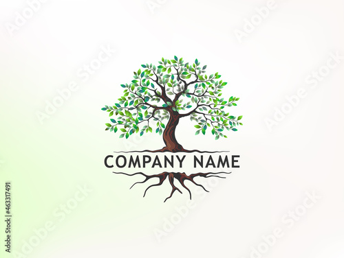 PrinLuxurious, powerful and amazing Tree and roots logo design. incorporated company name, the concept of the company name in the middle between the tree and root imagest