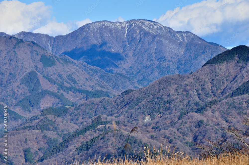 丹沢の大野山より大室山を望む　丹沢　大野山より大室山、左奥が加入道山