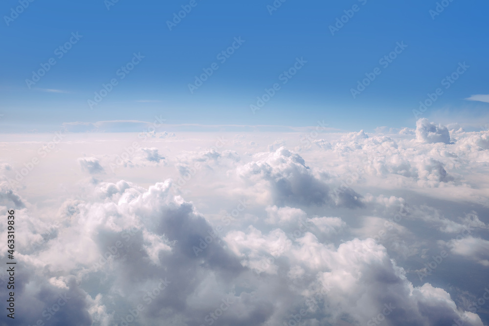 Cumulus white clouds and blue sky view