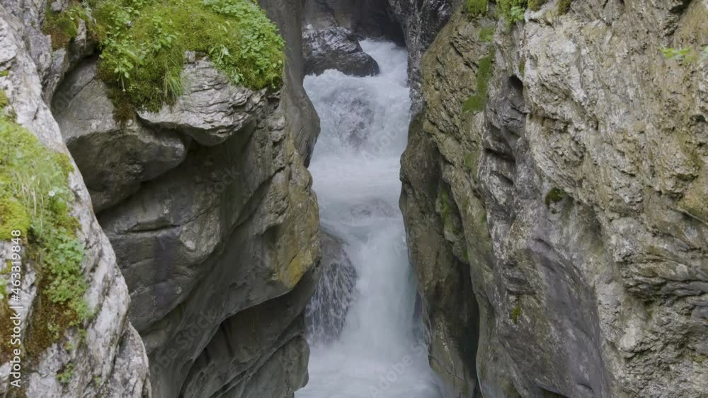 Water flowing around stones in the Rosenlaui Glacier Gorge. Berner Oberland, Canton Bern, Switzerland Water flowing around stones in the Rosenlaui Glacier Gorge. Berner Oberland, Canton Bern, Switzerland