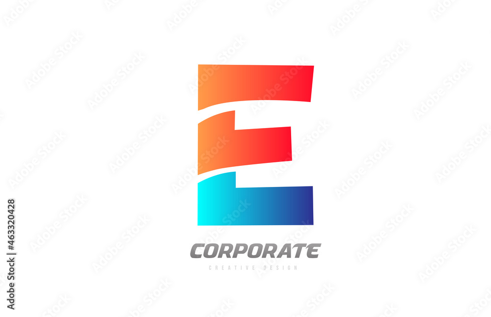 blue orange letter E alphabet logo design icon for company blue orange letter E alphabet logo design icon for company