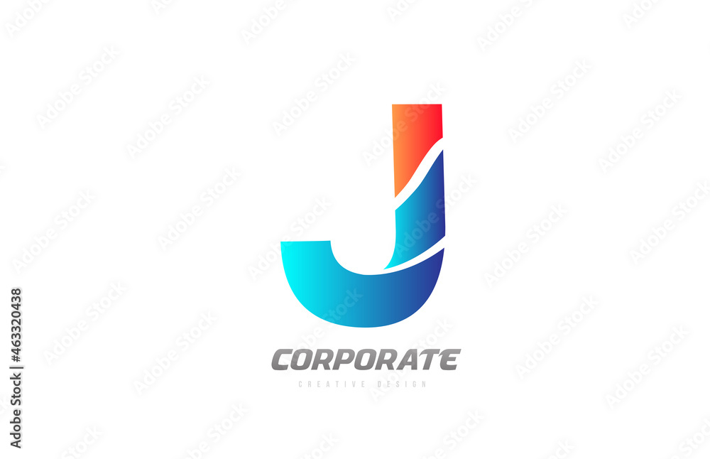 blue orange letter J alphabet logo design icon for company Stock Vector ...