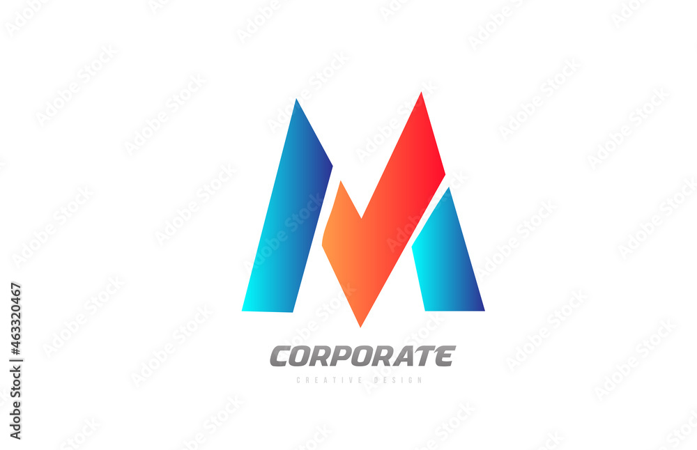blue orange letter M alphabet logo design icon for company blue orange letter M alphabet logo design icon for company