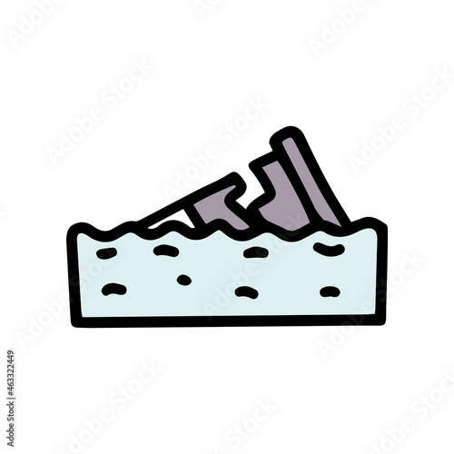 sea pollution color vector doodle simple icon