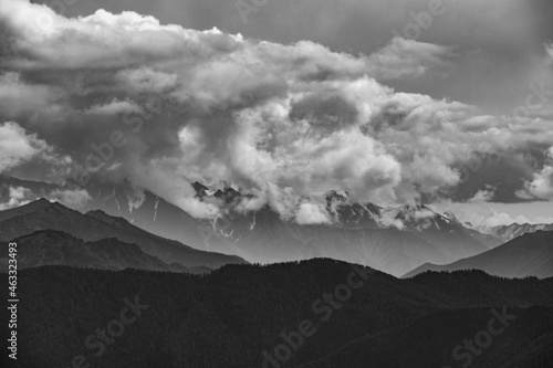 View of the mountains in the Republic of Altai from the observation deck in Tyungur photo