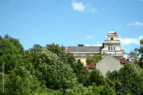 Selective blur on Zuta Tabija, also called yellow Bastion, in Sarajevo, Bosnia. It is a former fortress and military barracks, a landmark destroyed during the 1991-1995 Bosnian war. .. photo