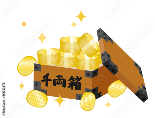 小判の入った千両箱のイラスト