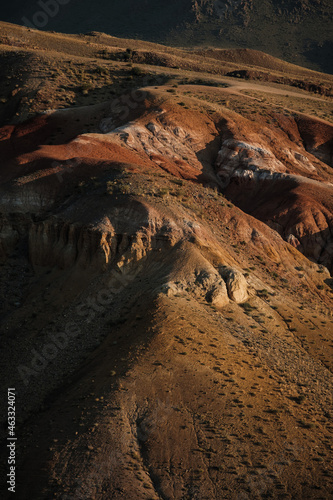 The unique landscape of the Martian Mountains in summer in Altai