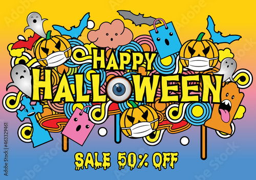 Vector Illustration for Halloween sale banner layout design.