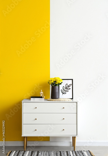 Dark vase with chrysanthemu...