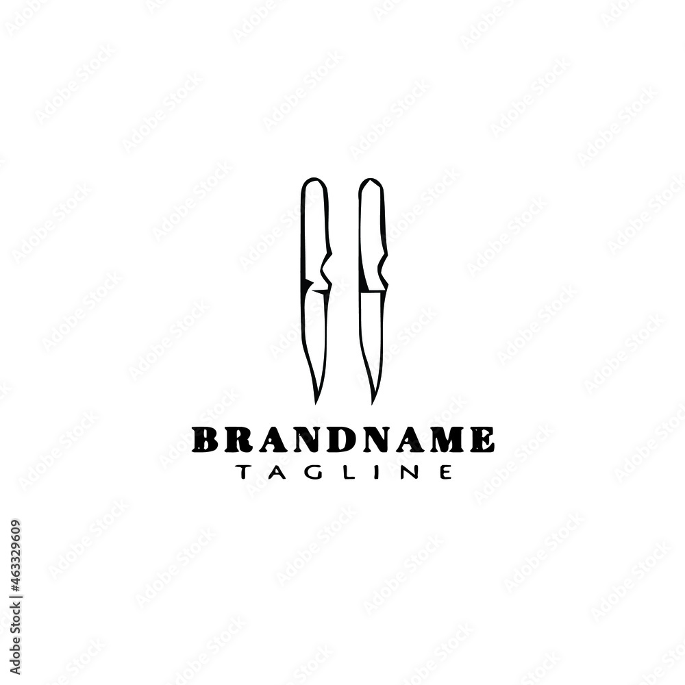 Fototapeta premium knife cartoon logo icon design template black vector illustration