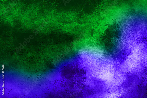 黒地に紫や緑や白のビビッドなグランジ © Nm