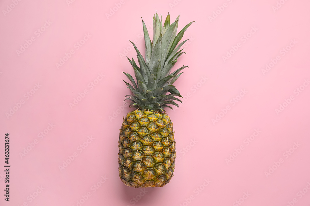 Ripe pineapple on color background Ripe pineapple on color background