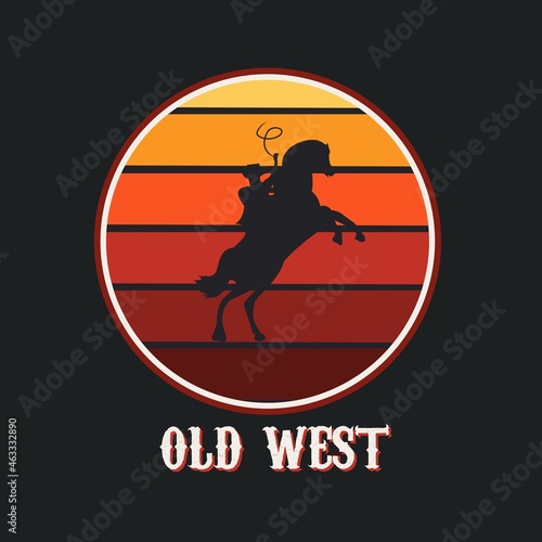 Illustration Vector Graphic of Cowboy and Horse,Old West,Suitable for Background,Banner,Poster,etc.