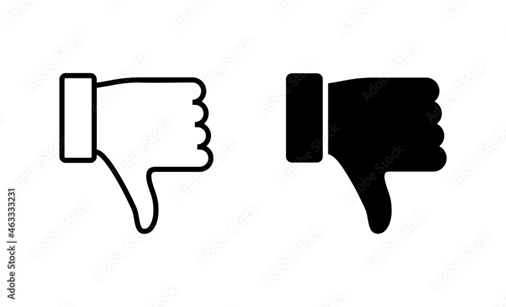Dislike icons set. dislike sign and symbol. Hand with thumb down Dislike icons set. dislike sign and symbol. Hand with thumb down