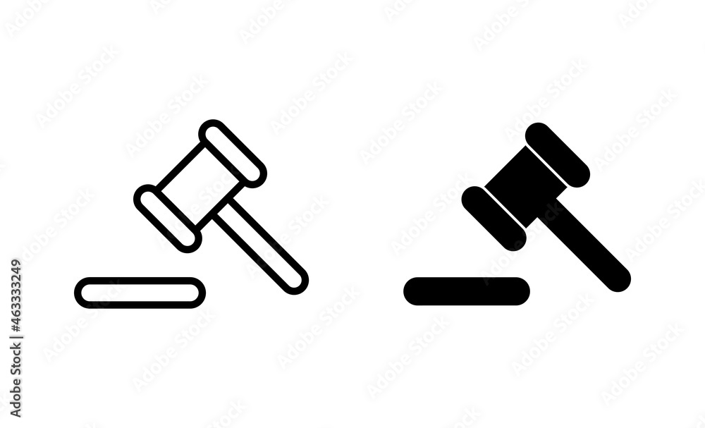 Gavel icons set. judge gavel sign and symbol. law icon. auction hammer Gavel icons set. judge gavel sign and symbol. law icon. auction hammer