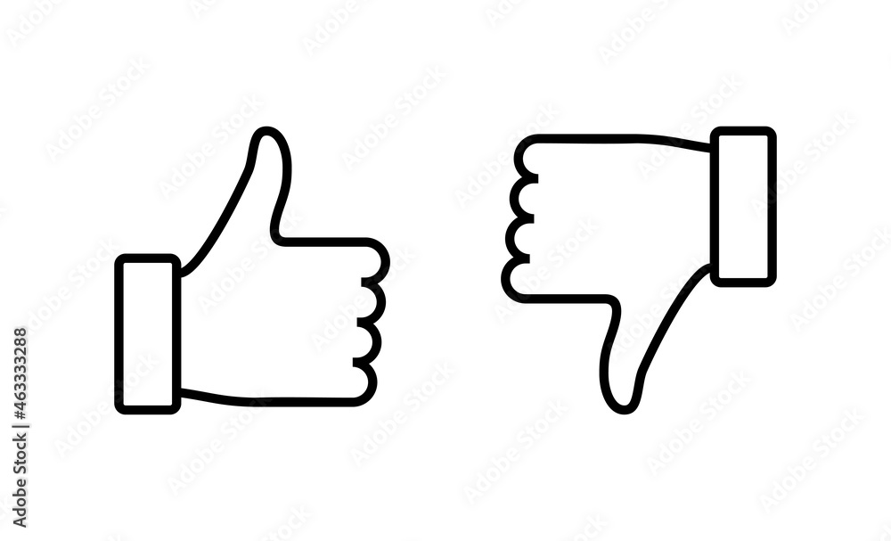 Like and dislike icons set. Thumbs up and thumbs down sign and symbol. Like and dislike icons set. Thumbs up and thumbs down sign and symbol.