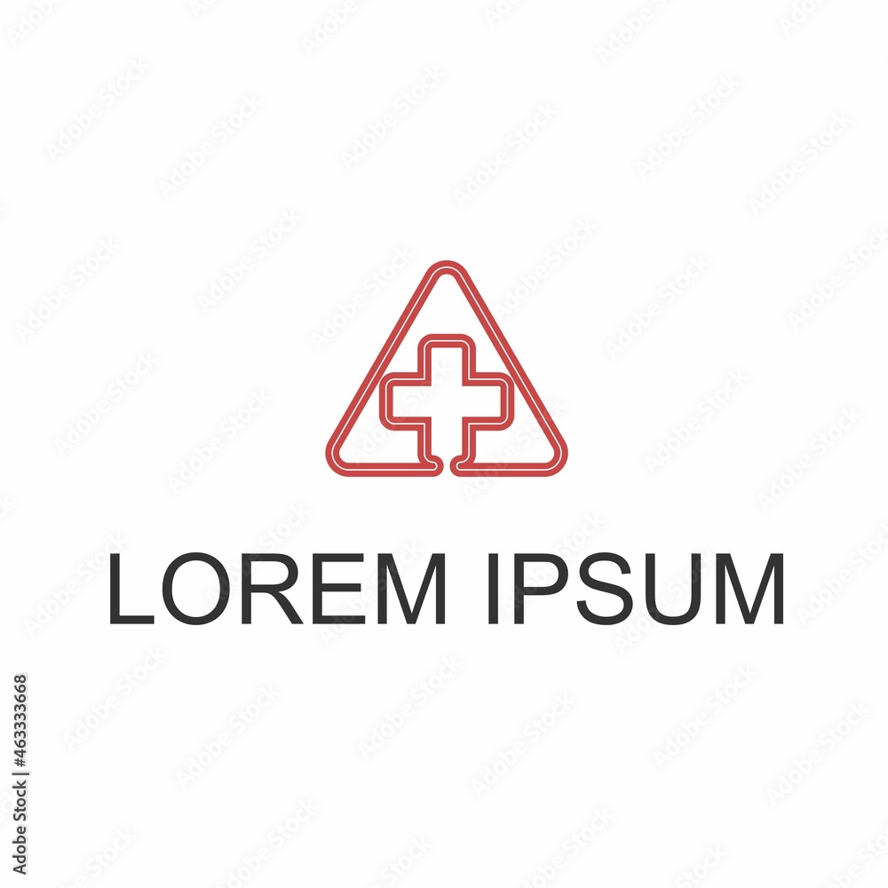Double line triangle with plus or red cross Image graphic icon logo design abstract concept vector stock. Can be used as a symbol related to emergency or hospital Double line triangle with plus or red cross Image graphic icon logo design abstract concept vector stock. Can be used as a symbol related to emergency or hospital
