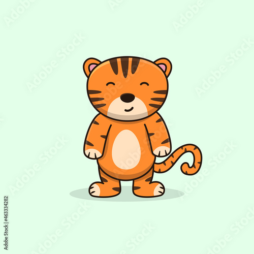 Cute tiger happy cartoon vector illustration