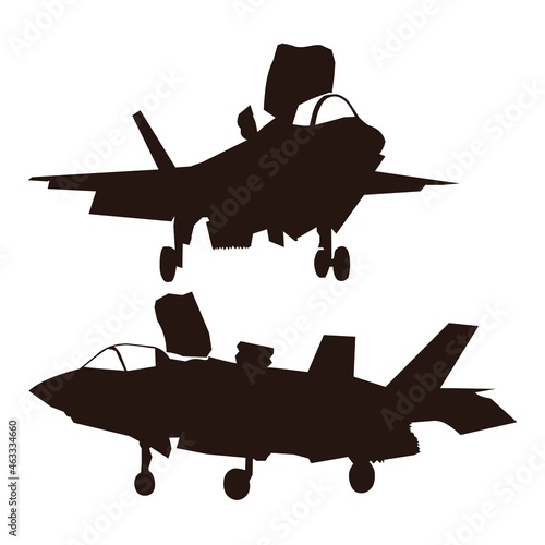 F35 modern jet fighter silhouette vector design