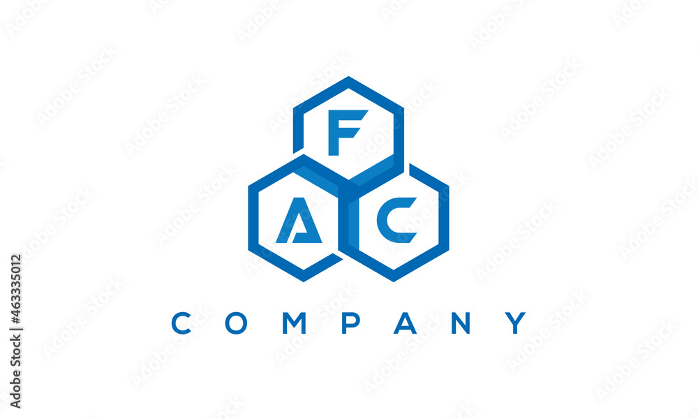 FAC three letters creative polygon hexagon logo FAC three letters creative polygon hexagon logo