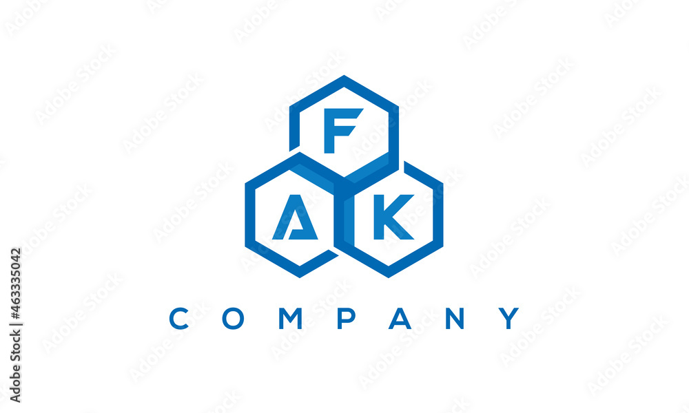 FAK three letters creative polygon hexagon logo FAK three letters creative polygon hexagon logo