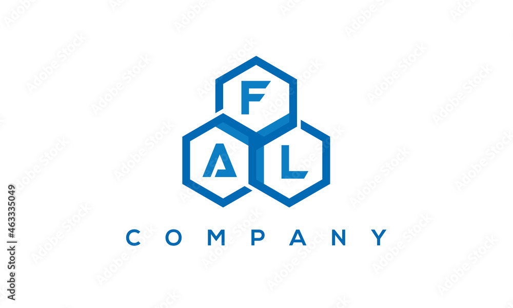 FAL three letters creative polygon hexagon logo FAL three letters creative polygon hexagon logo
