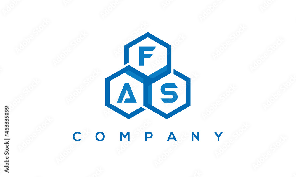 FAS three letters creative polygon hexagon logo FAS three letters creative polygon hexagon logo