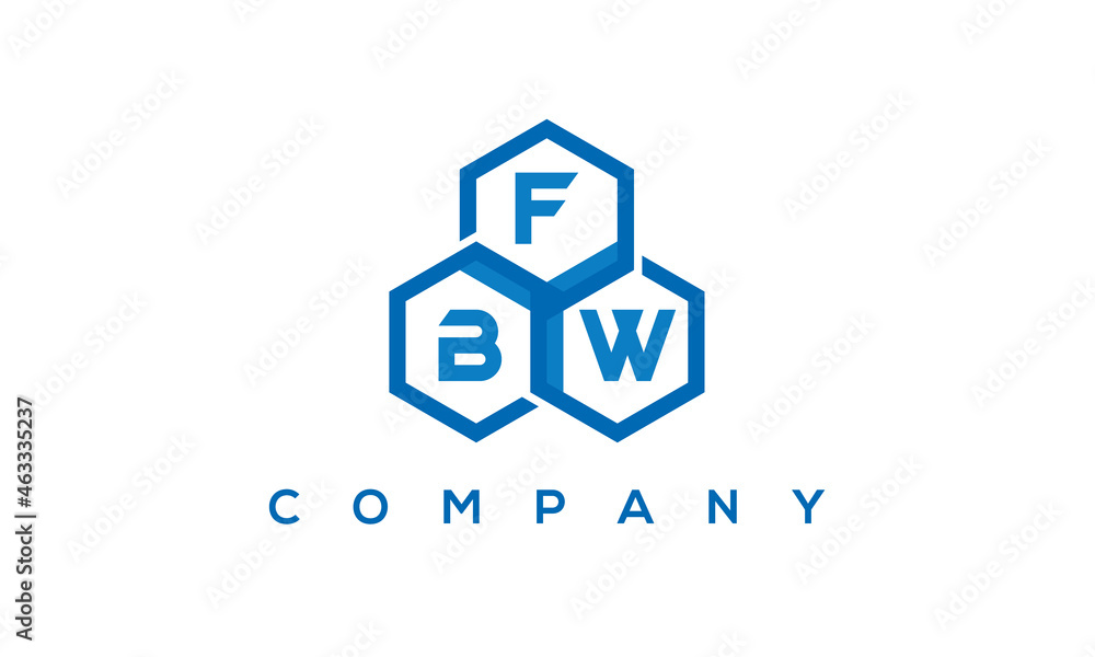 FBW three letters creative polygon hexagon logo FBW three letters creative polygon hexagon logo
