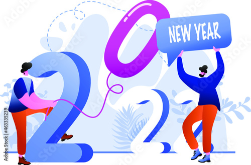 New Year 2022 Goal Flat Illustration, perfect for landing pages, templates, UI, web, mobile app, posters, banners, flyers, development. vector