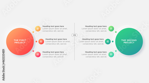 Process Workflow Features Options Comparison Chart Diagram Circles Infographic Design Template 