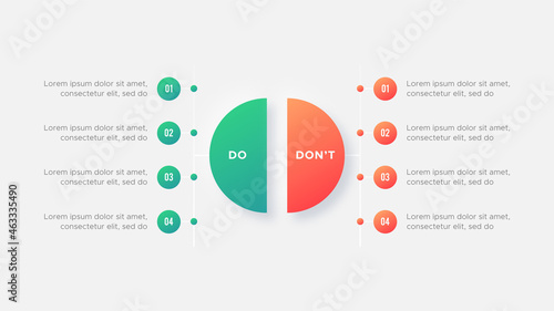 Valokuva Circle Round Dos and Don'ts, Pro and Cons, VS, Versus Comparison Infographic Des
