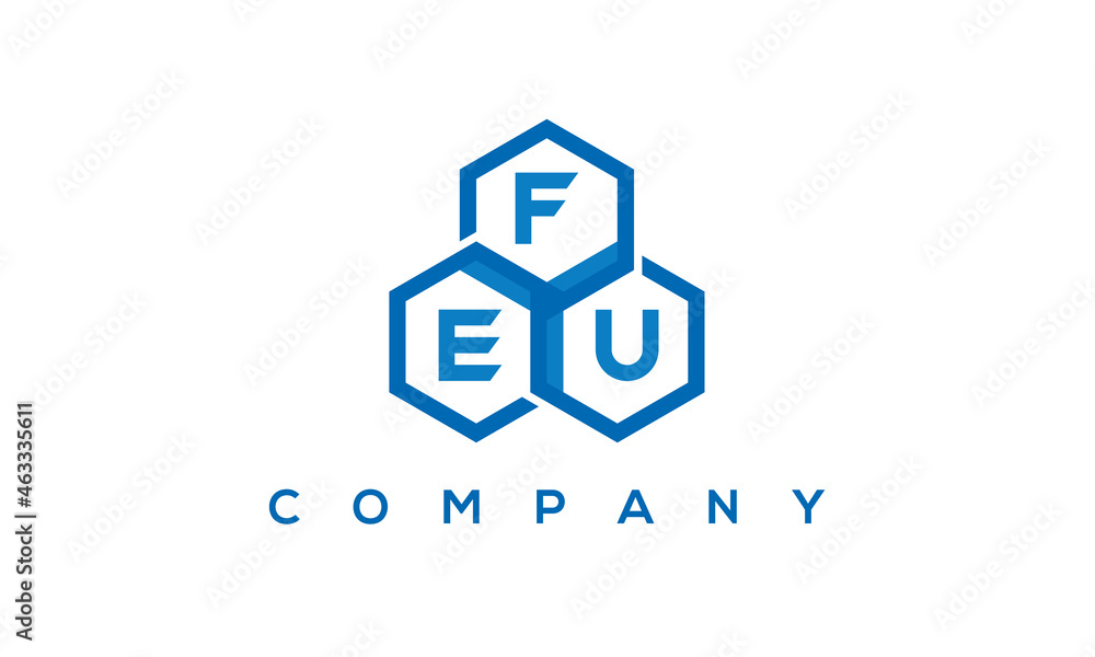 FEU three letters creative polygon hexagon logo FEU three letters creative polygon hexagon logo