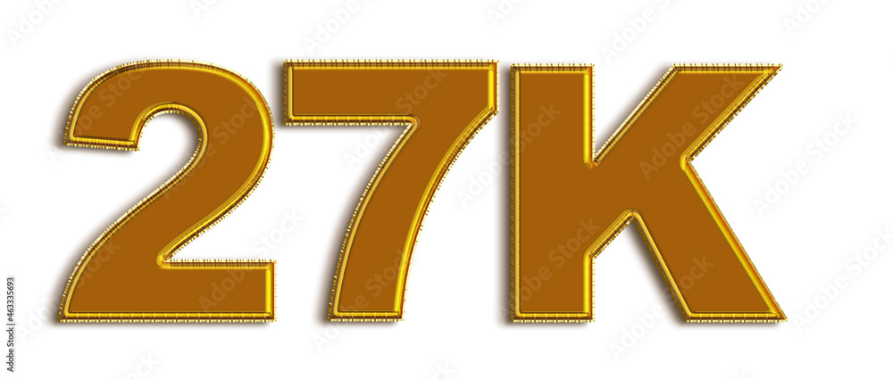 27K likes, followers online social media banner, letters, and icons. Isolated on white background. 3d illustration 27K likes, followers online social media banner, letters, and icons. Isolated on white background. 3d illustration