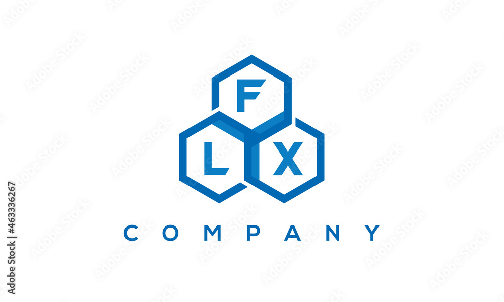 FLX three letters creative polygon hexagon logo FLX three letters creative polygon hexagon logo