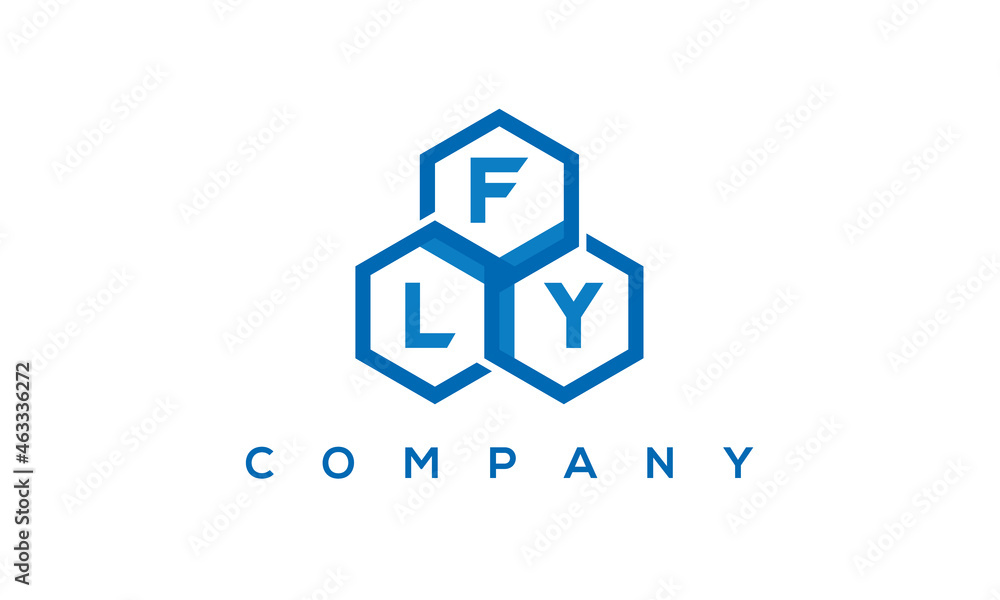 FLY three letters creative polygon hexagon logo FLY three letters creative polygon hexagon logo