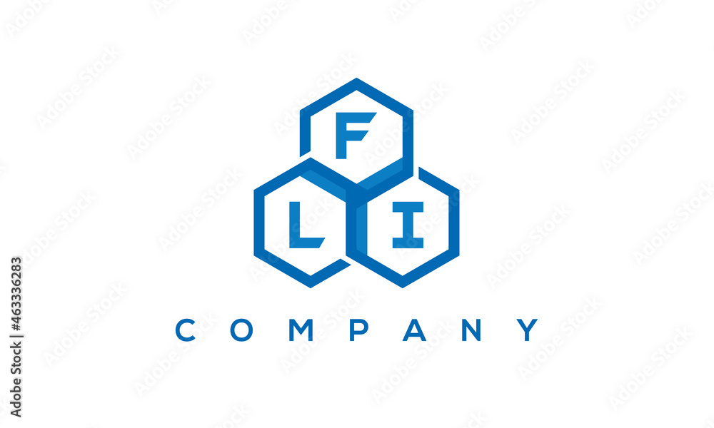FLI three letters creative polygon hexagon logo