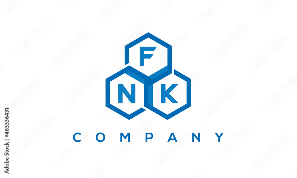 FNK three letters creative polygon hexagon logo
