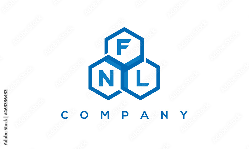 FNL three letters creative polygon hexagon logo FNL three letters creative polygon hexagon logo