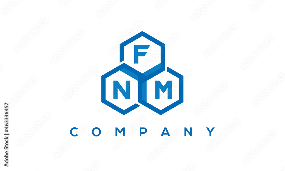 FNM three letters creative polygon hexagon logo