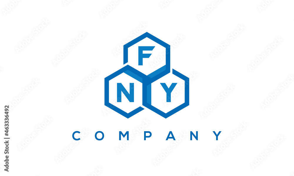 FNY three letters creative polygon hexagon logo FNY three letters creative polygon hexagon logo
